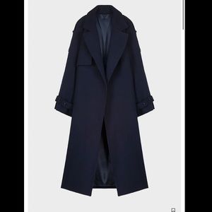 NWOT Frankie Shop Suzanne Wool Trench Navy